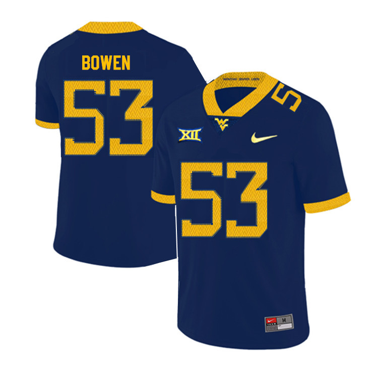 NCAA Men's Roemeo Bowen West Virginia Mountaineers Navy #53 Nike Stitched Football College 2019 Authentic Jersey DE23S74BB